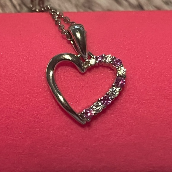 - New 💗Heart Created Pink Sapphire Pendant 925 Sterling Silver Pendant Nec… - Picture 12 of 15